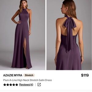 Azazie Myra Backless Plum Dress